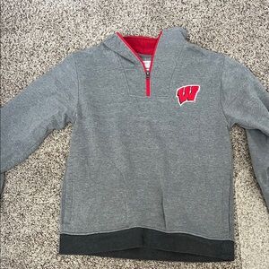 Gray and Red mens Pullover Top